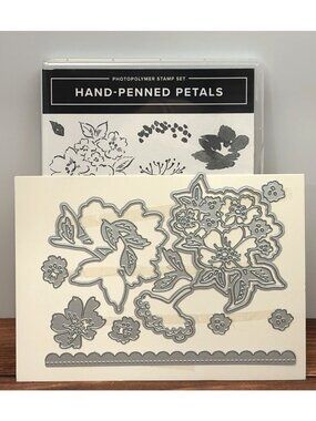 BUNDLE STAMPIN UP 155070 HAND PENNED PETALS STAMPS & 155557 PENNED FLOWERS DIES